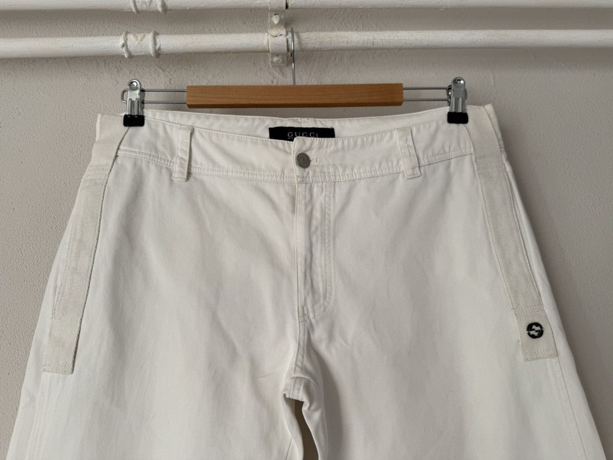Gucci White Cotton Pants with GG Logo Detail Size US 34 / EU 50 - 2 Thumbnail