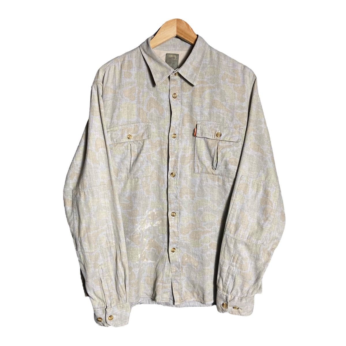 Stussy × Vintage Vintage Stussy Camo Military Pocket Long Sleeve Shirt Size US L / EU 52-54 / 3 - 1 Thumbnail