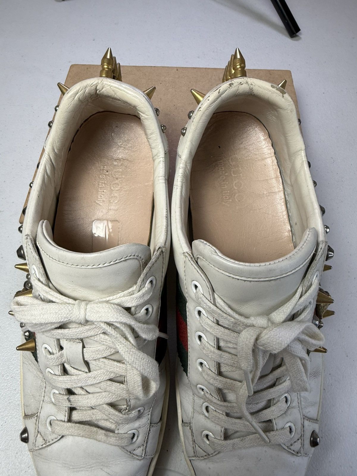 Gucci Gucci Sneakers White with Web and Studs Sz 7.5 G / US 8.5 Size US 7.5 / EU 40-41 - 4 Thumbnail