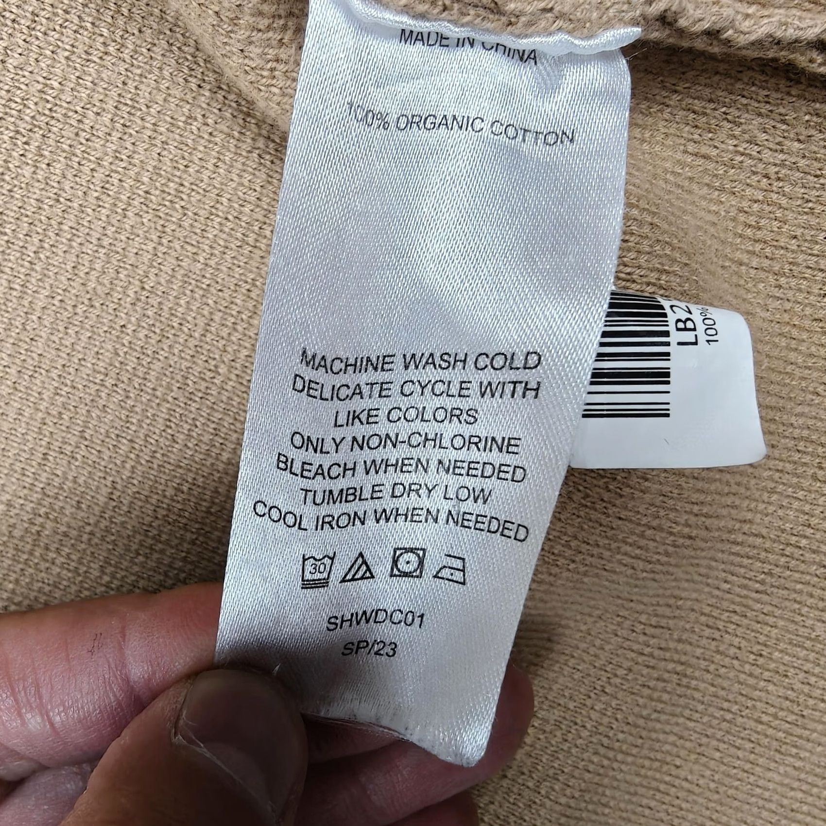 Quince Quince Womens XL Beige Organic Cotton Knit Open Front Jacket Cardigan Size XL / US 12-14 / IT 48-50 - 4 Thumbnail