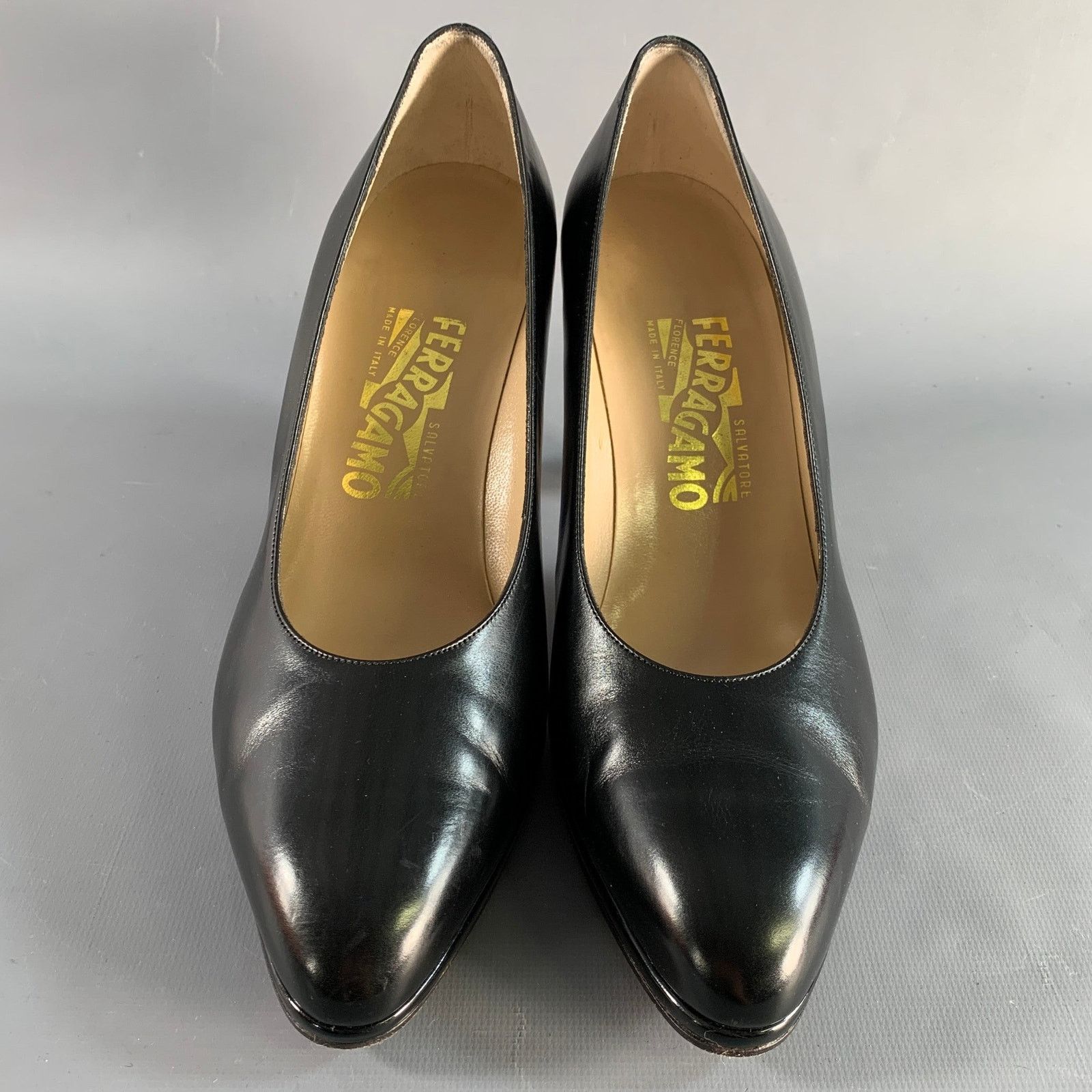 Salvatore Ferragamo SALVATORE FERRAGAMO Size 9 Black Leather Platform Pumps Size US 9 / IT 39 - 4 Thumbnail