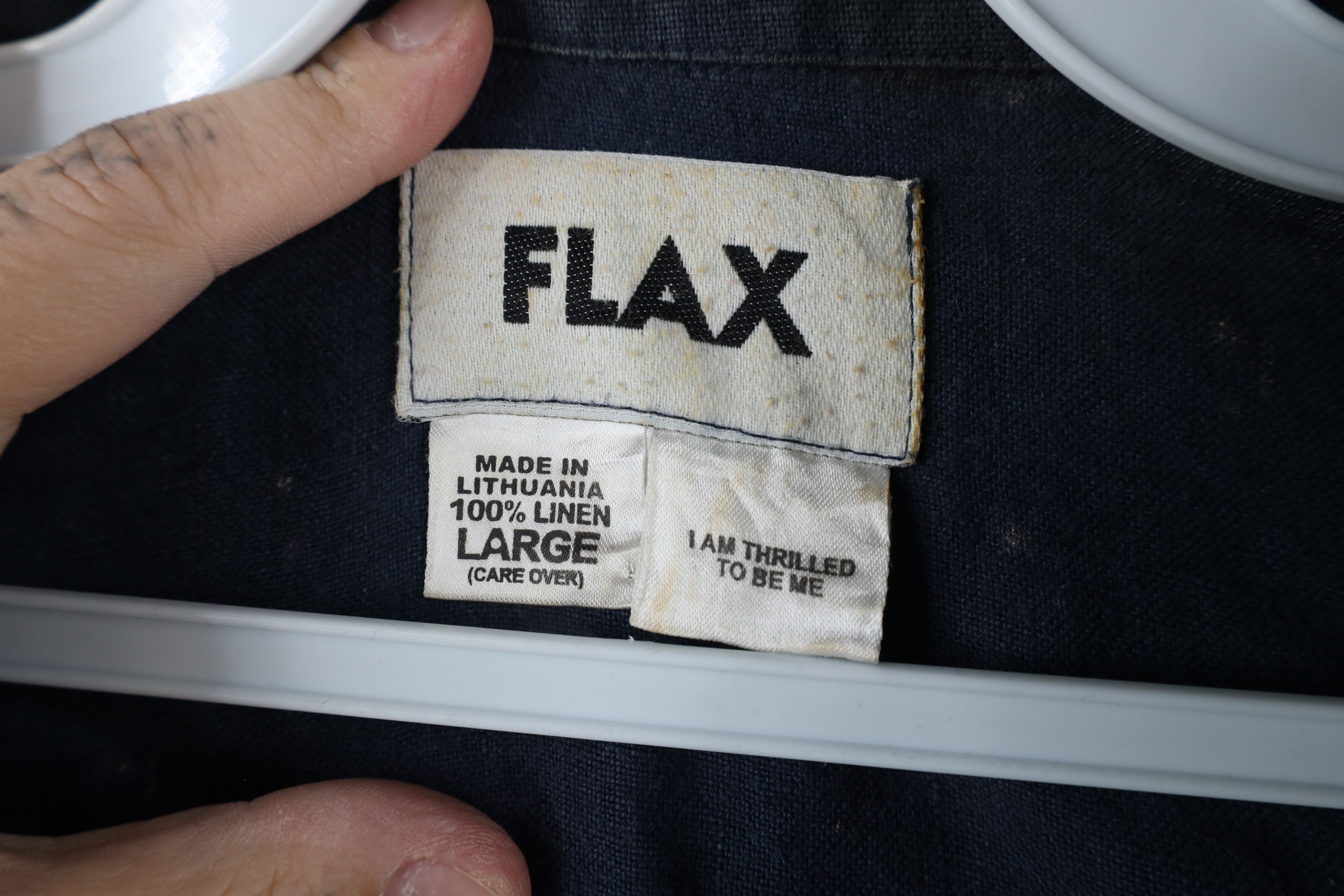 FLAX × Vintage Flax Linen Lagenlook Geometric Collared Button Shirt Size L / US 10 / IT 46 - 4 Thumbnail