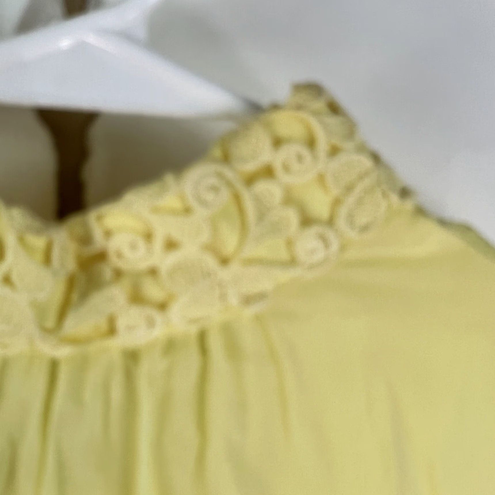 Sunflower VINTAGE 1970s FLOWER Yellow Chiffon Maxi Dress Lined Size 9 Evening Edwardian Womens Size M / US 6-8 / IT 42-44 - 5 Thumbnail