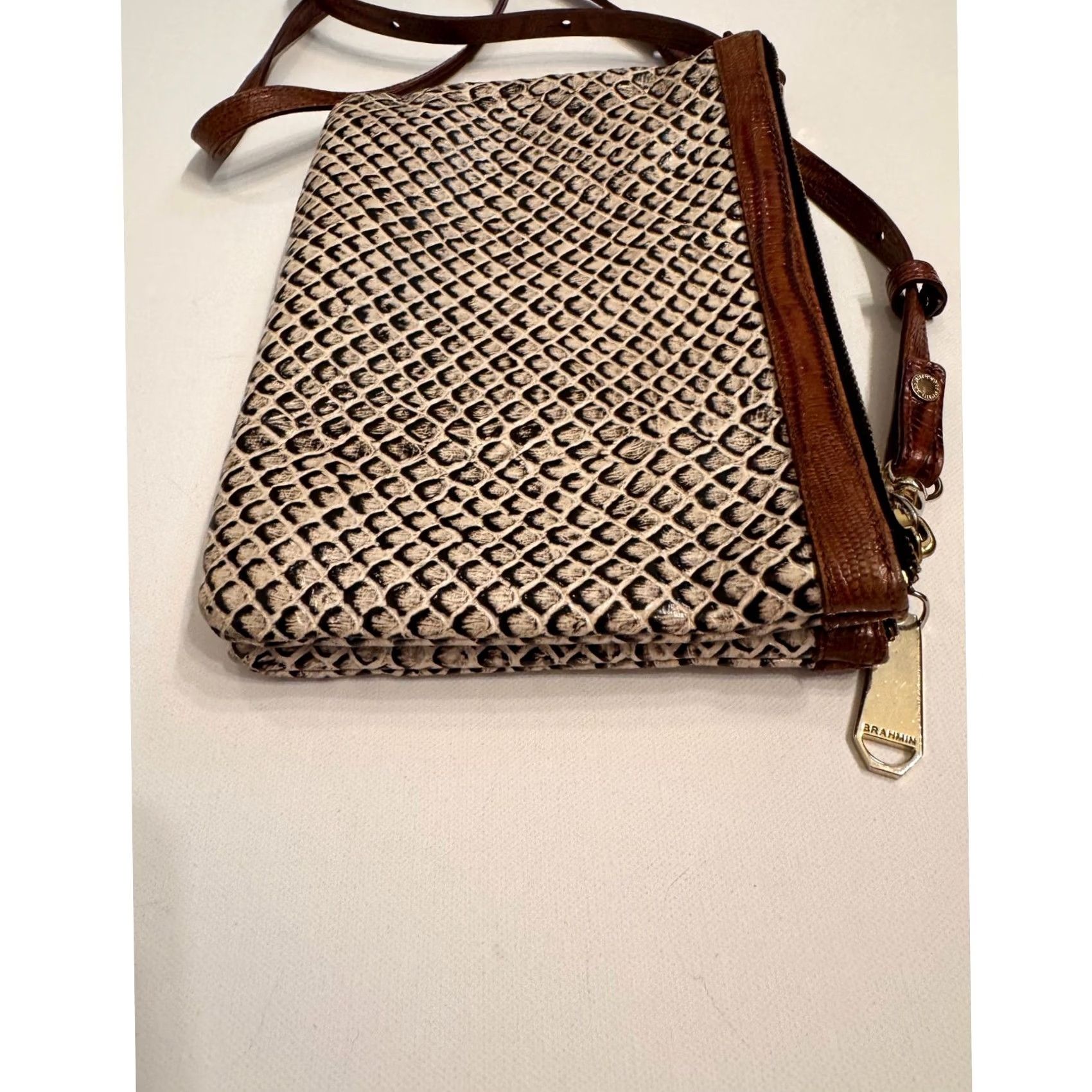 BRAHMIN Brahmin Crossbody Bag Onyx Java Leather White/Brown 2 Zip Women Size ONE SIZE - 6 Thumbnail