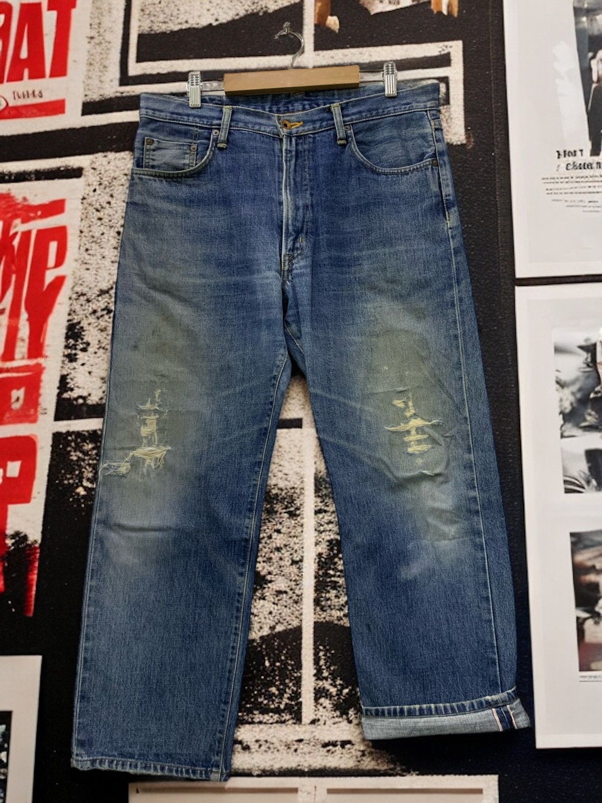 image of 20471120 x Edwin 505Xx Selvedge Distressed Jeans (A26) in Denim, Men's (Size 34)