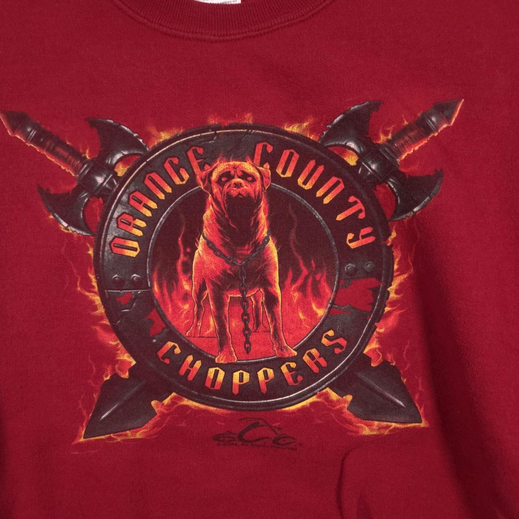 Jerzees Orange County Choppers Jerzees Sweatshirt Mens 2XL Red Dog Motorcycle Biker Graphic Print Pullover Crewneck Fleece Cotton Polyester Size US XXL / EU 58 / 5 - 3 Thumbnail