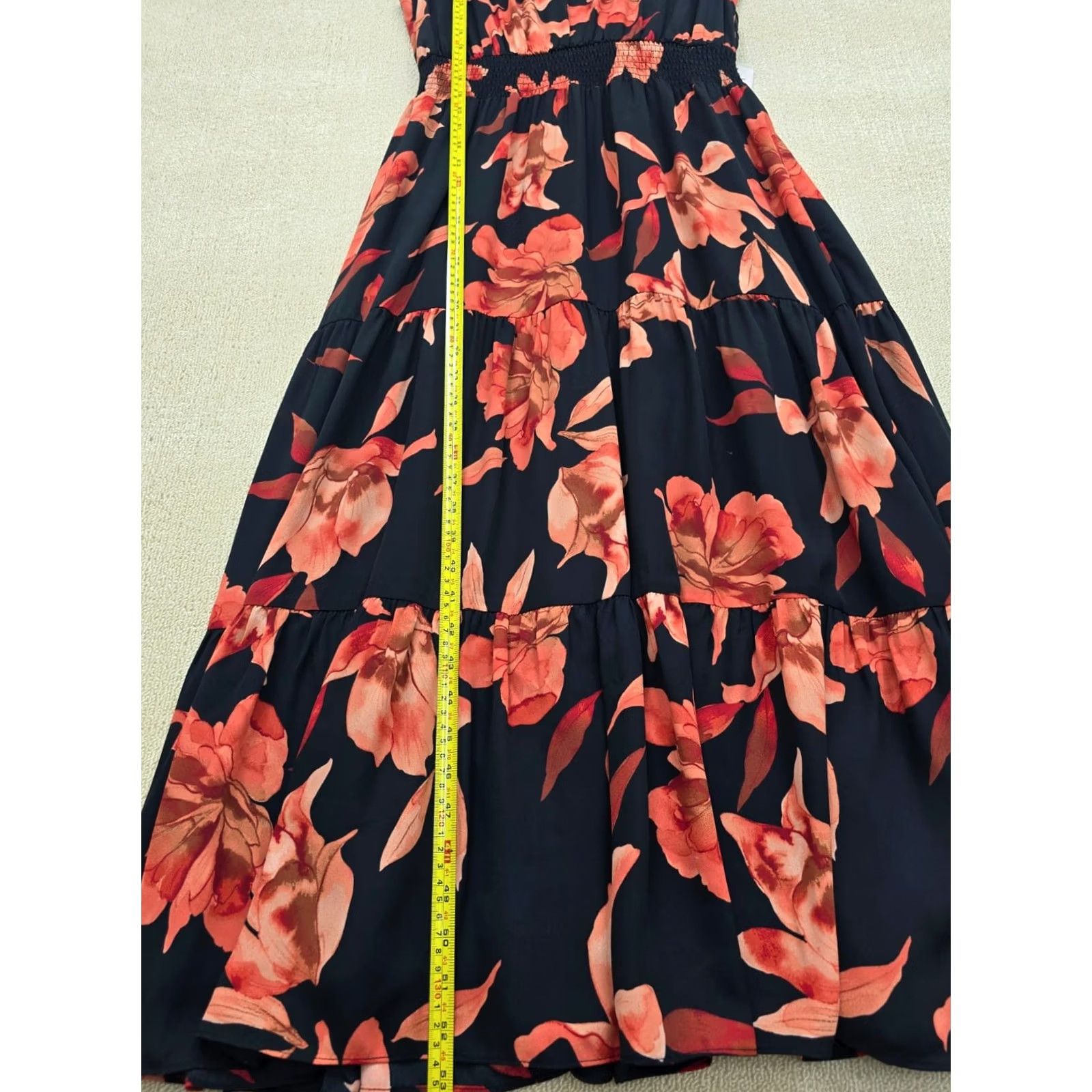 Nanette Lepore Nanette Lepore Black Orange Floral Maxi Dress Size 14 V-Neck Womens Maxi Dress Size XL / US 12-14 / IT 48-50 - 5 Thumbnail