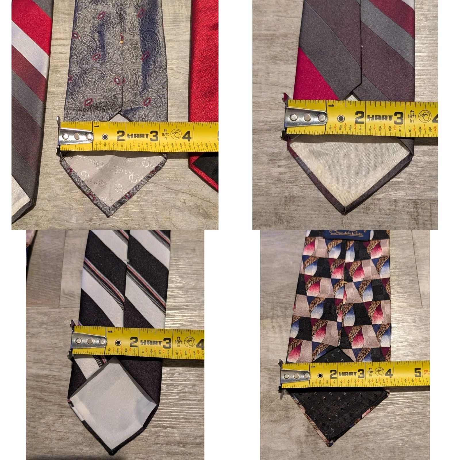 Oscar De La Renta VINTAGE Oscar de la Renta Tie Geometric Blue Multiple Silk Poly Striped Ties Lot of 7 Embroidered Clip-On Adjustable Men Classic 57"-60" Size ONE SIZE - 11 Thumbnail