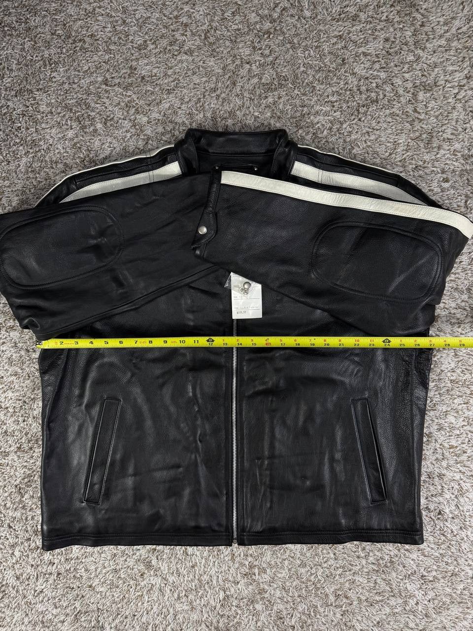 Genuine Leather Leather Works Genuine Leather Biker Jacket White Stripes Size US XXL / EU 58 / 5 - 7 Thumbnail