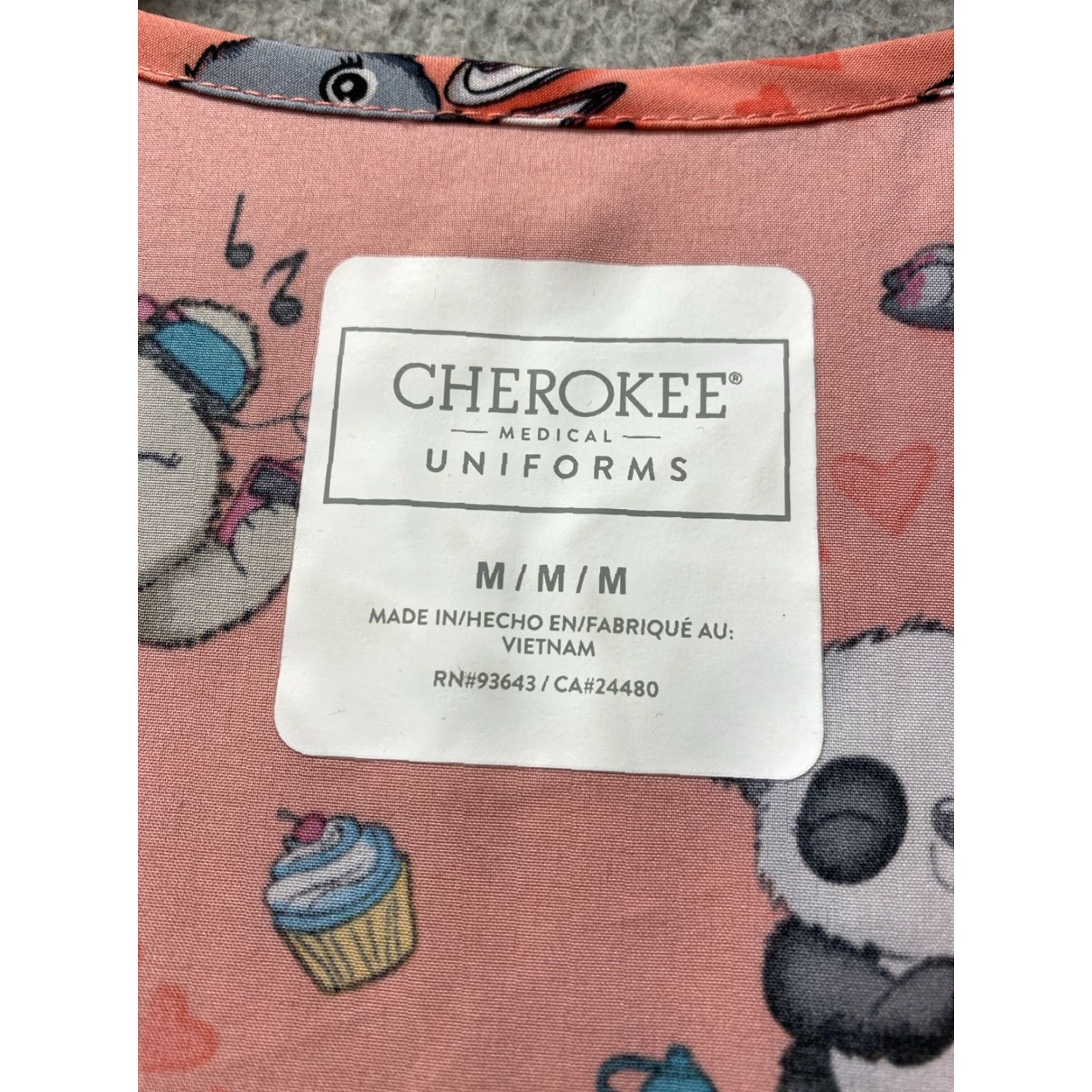 Cherokee Cherokee Women’s Scrub Top M Pink Animal Print Bear Cat / 122-2 Size M / US 6-8 / IT 42-44 - 2 Thumbnail