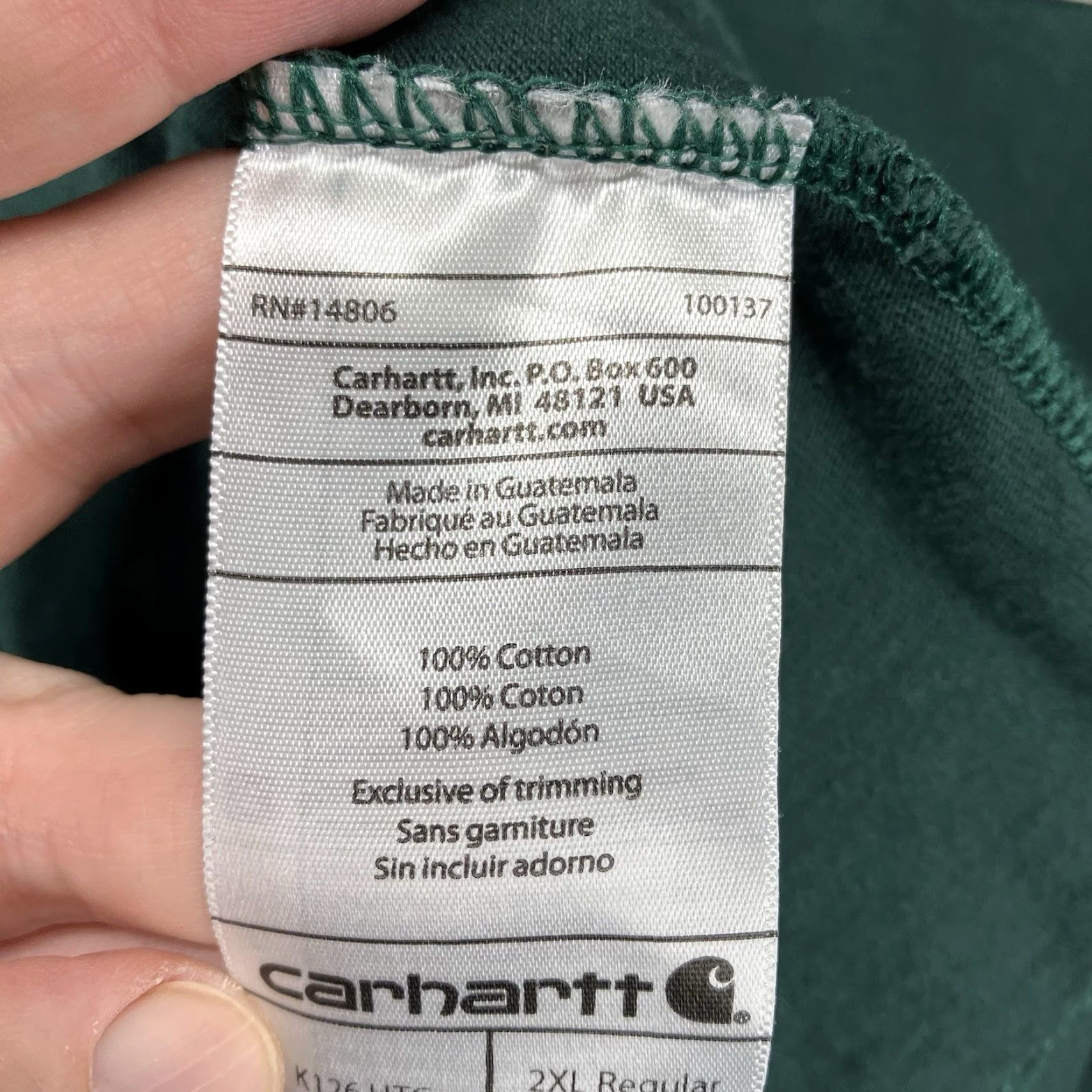 Carhartt Carhartt Men’s T-Shirt 2XL Crew Neck Forest Green Workwear Pockets Classic Outdoor Size US XXL / EU 58 / 5 - 6 Thumbnail