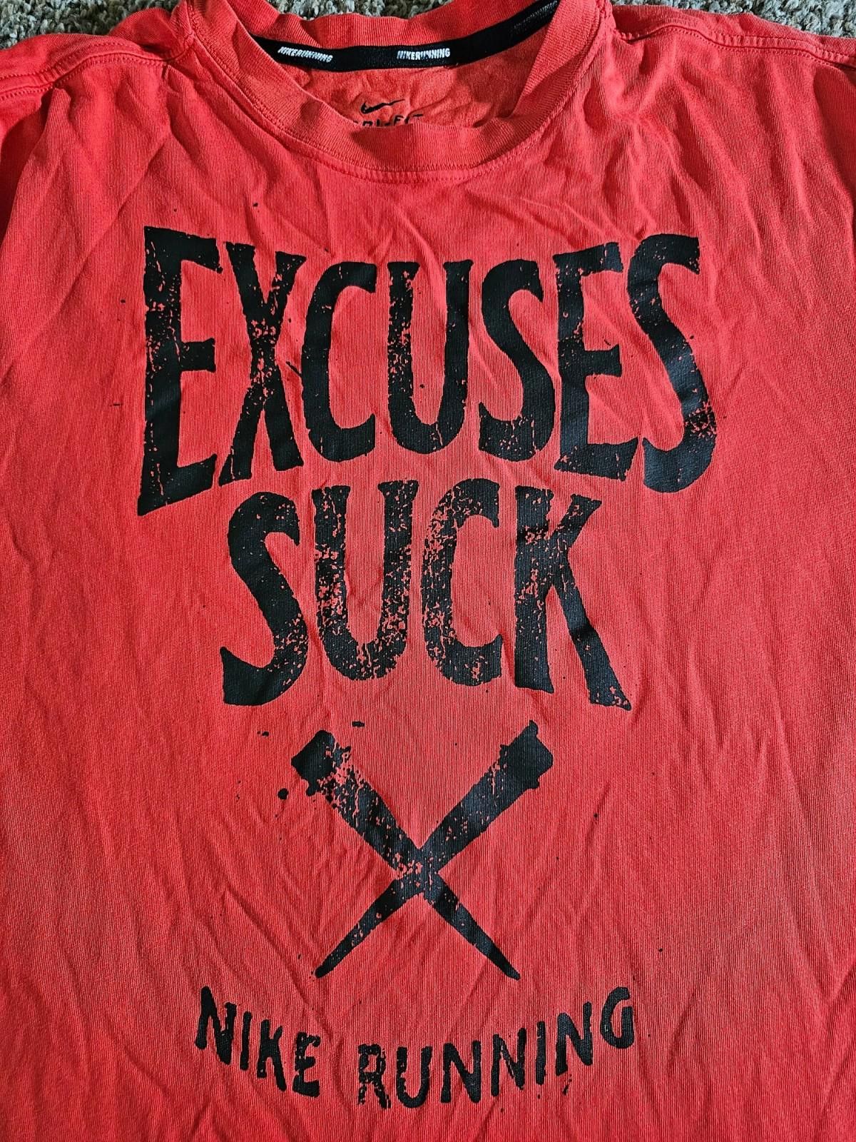 Nike Nike Running EXCUSES SUCK Regular Fit Tshirt Sz L Red Size US L / EU 52-54 / 3 - 2 Thumbnail