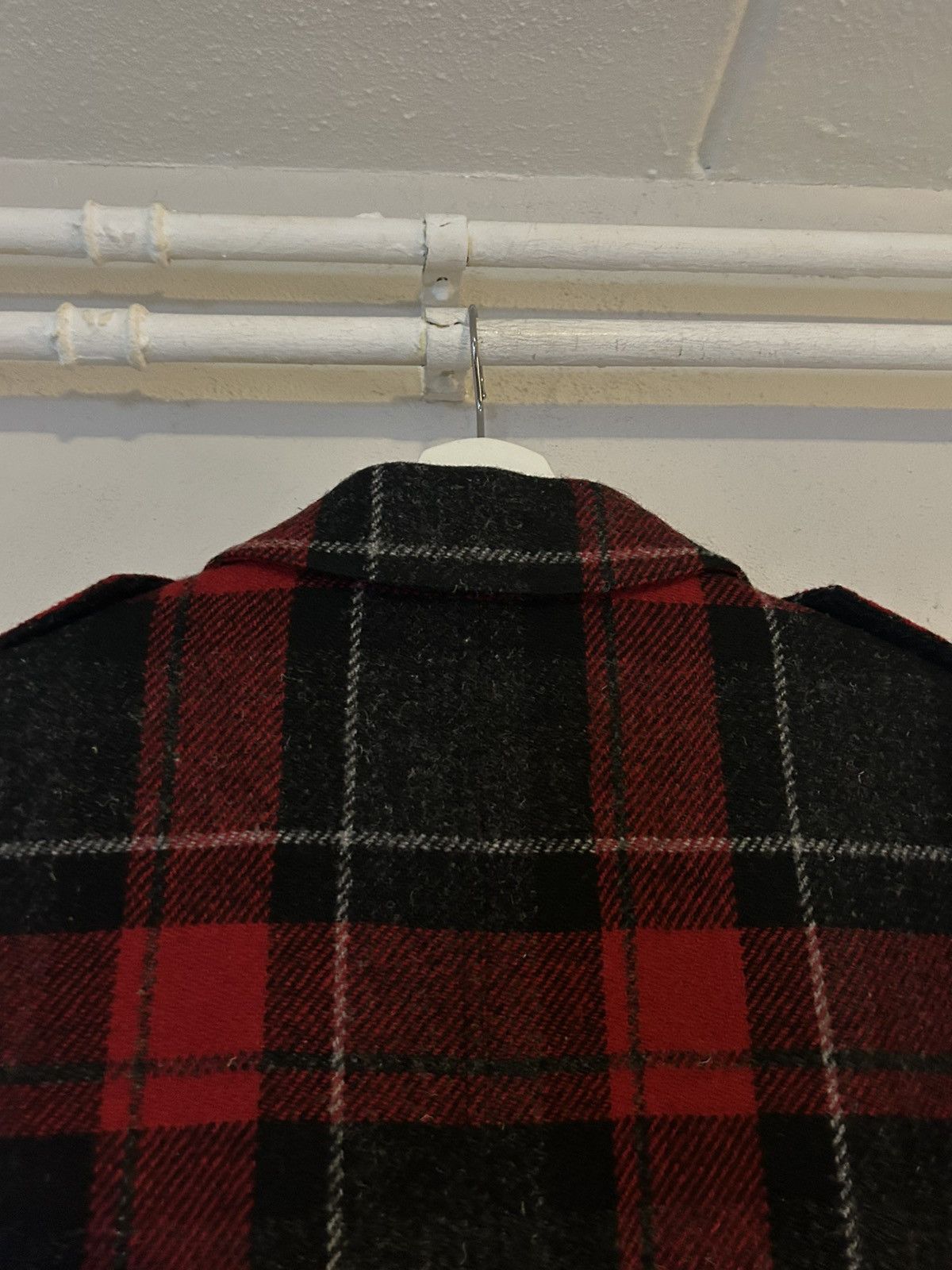 Saint Laurent Paris Saint Laurent Red & Black Tartan Wool Overcoat Size US M / EU 48-50 / 2 - 11 Thumbnail