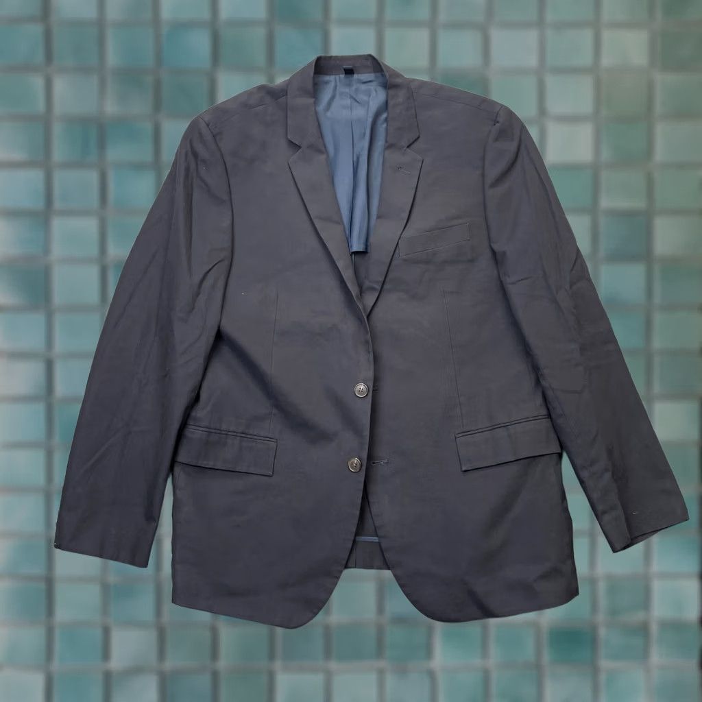 J.Crew J.CREW Blazer Jacket Mens 46R Blue Notch Lapel Cotton Single-Breasted Two-Button 4-Button Sleeve Classical Business Casual Winter Fall Spring Size 46R - 1 Thumbnail