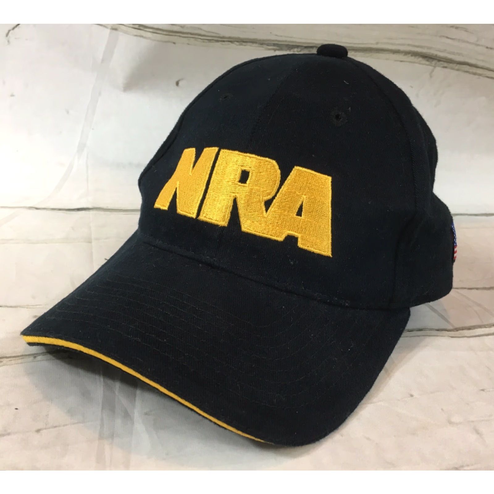 Vintage NRA Black Hat Baseball Cap Embroidered US Flag - Adjustable Strapback - Men - Black - Pre-owned EUC Size ONE SIZE - 2 Thumbnail