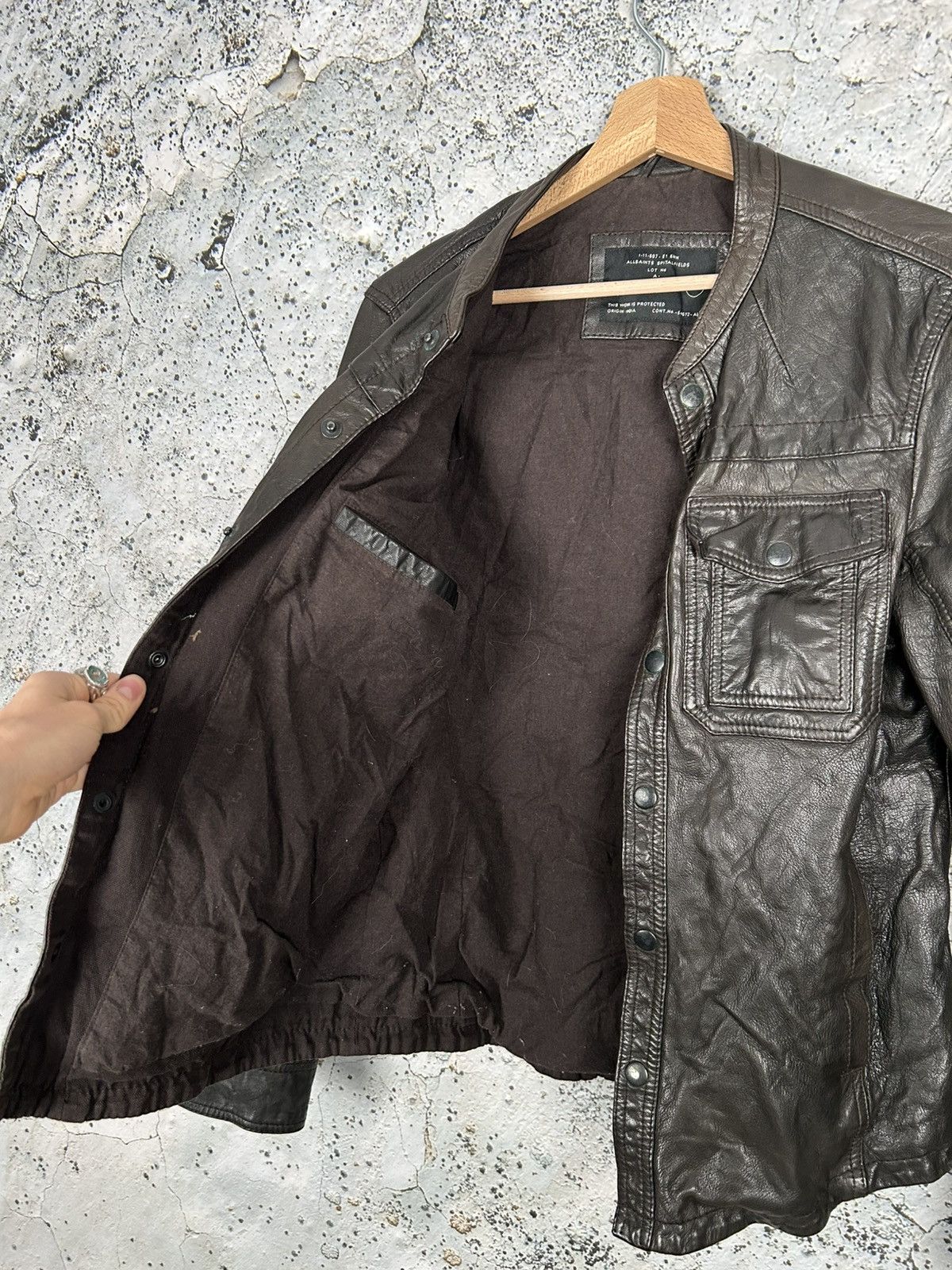 Allsaints Allsaints Brown Leather Jacket Avant Garde Grunge Punk Size US S / EU 44-46 / 1 - 4 Thumbnail