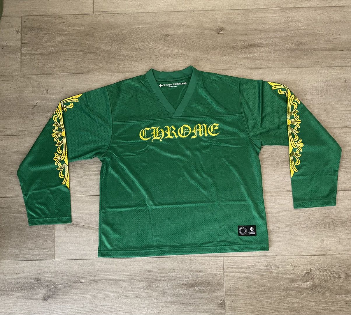 image of Chrome Hearts Green Warm-Up Jersey Longsleeve, Men's (Size Medium)
