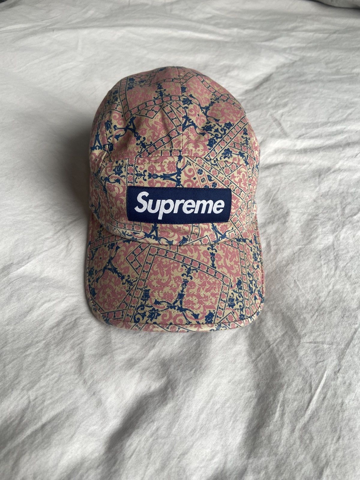 Supreme Washed Chino Twill Camp Hat (floral cards)