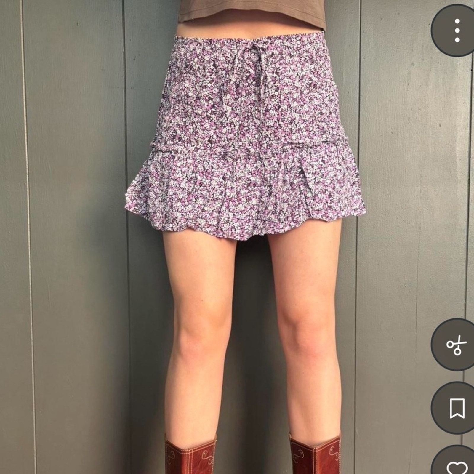Zara Y2K Zara Floral Purple Skort with shorts underneath size S Size 25" / US 0 / IT 36 - 3 Thumbnail
