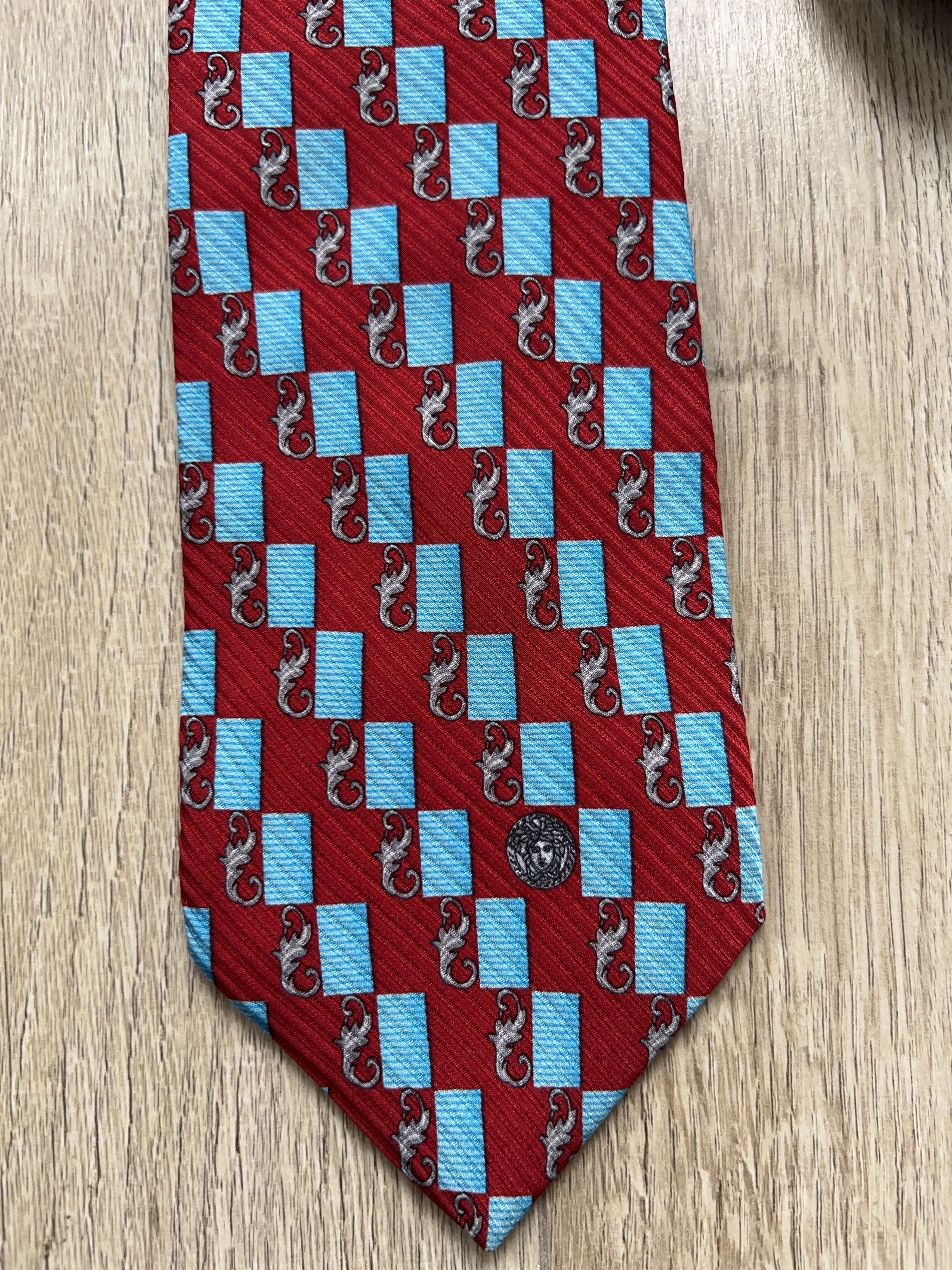 Versace × Vintage Baroque Monogram Made in Italy 100% Silk Necktie Cravatte Size ONE SIZE - 2 Thumbnail