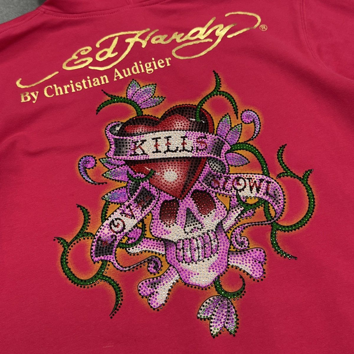 Ed Hardy Ed Hardy Christian Audigier Tattoo Skulls Roses Zip Hoodie Size L / US 10 / IT 46 - 21 Thumbnail