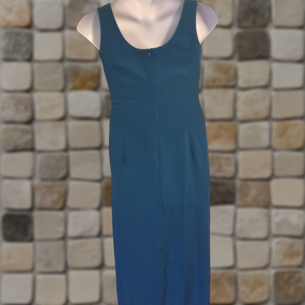 Evan Picone VINTAGE Evan Picone Sleeveless Teal Sheath Dress 12 Gold Buttons Midi Blue Womens Sleeveless Dress Size XL / US 12-14 / IT 48-50 - 1 Thumbnail