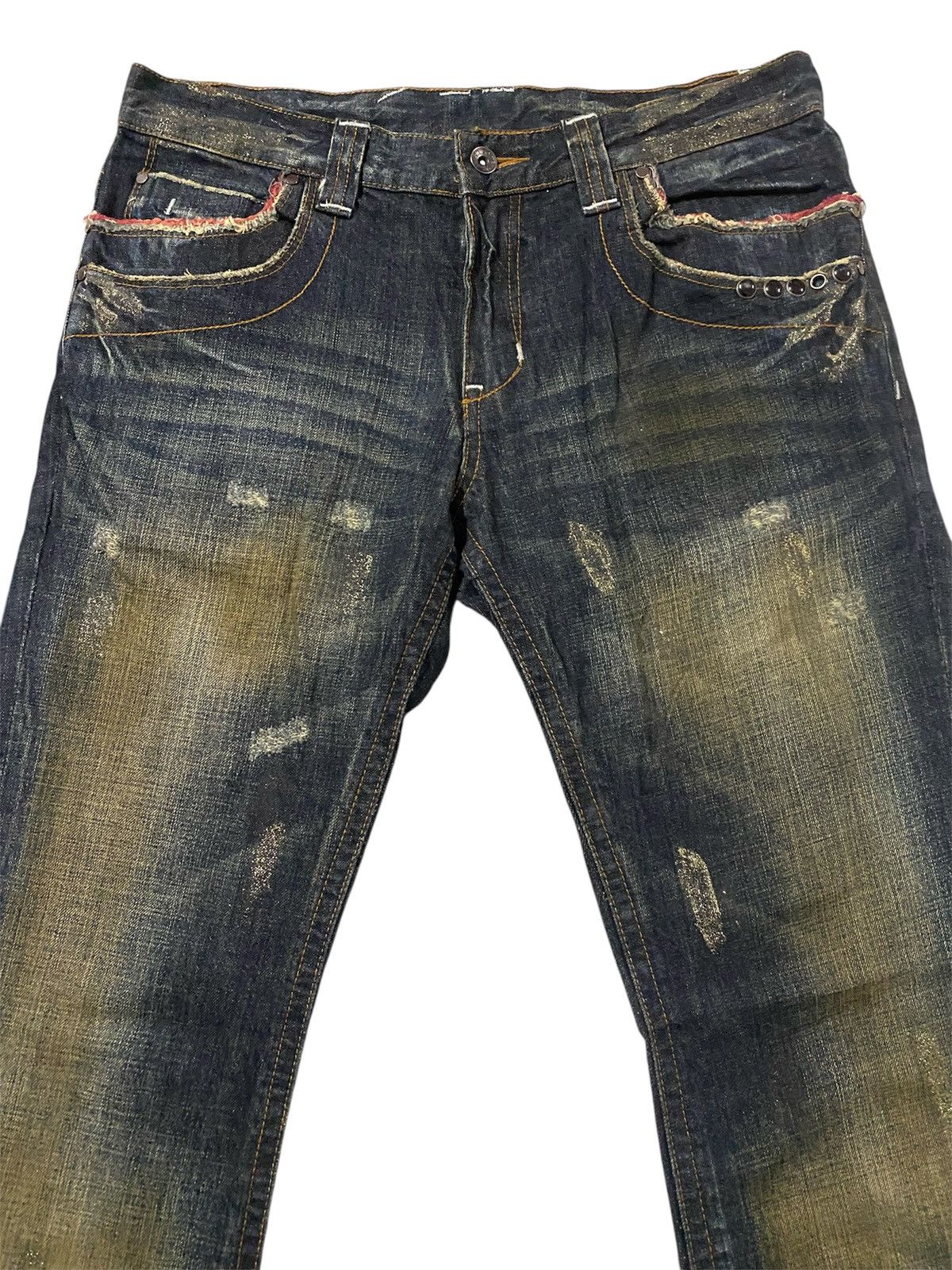Japanese Brand Semantic Design Nicely Faded Zipper Back Pocket Jeans Size US 34 / EU 50 - 3 Thumbnail