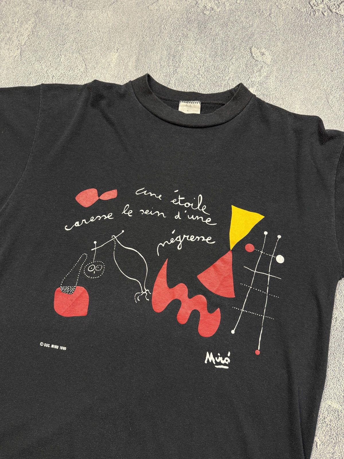 Other Vintage 1990 Succ Joan Miro Art Black Tee faded Size US XL / EU 56 / 4 - 3 Thumbnail