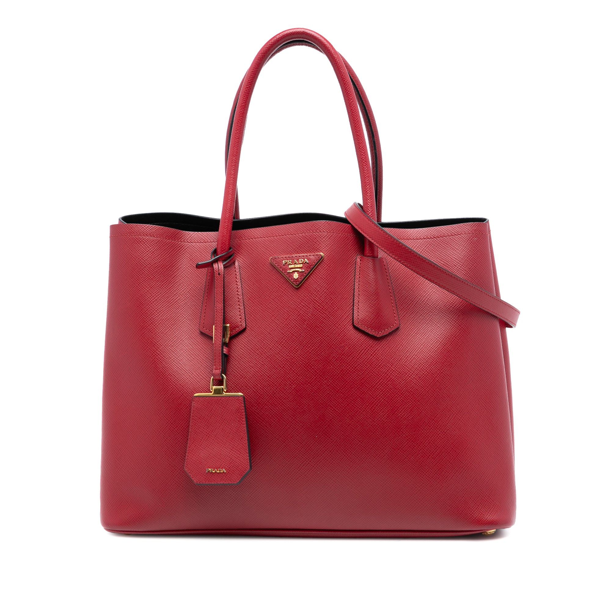 Medium Saffiano Cuir Double Satchel