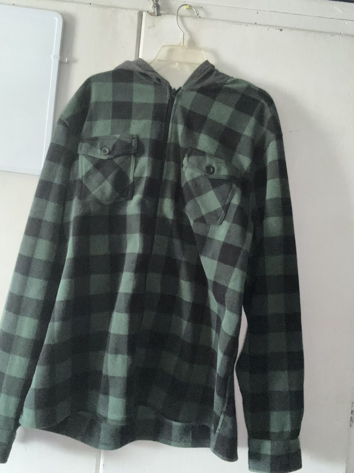 Old Navy × Vintage Green Plaid Zip Hoodie w Gray Hood Size US XL / EU 56 / 4 - 1 Thumbnail