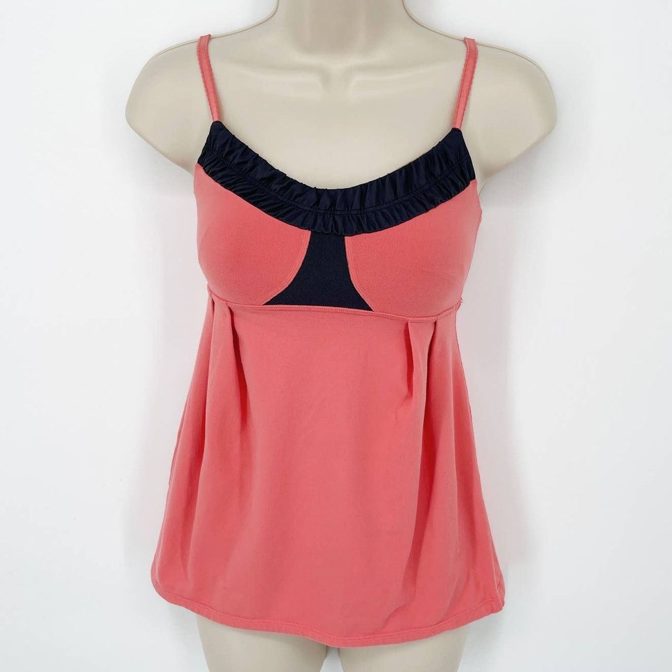 Lululemon Coral Ruched Gray Adjustable Strap Yoga Tank Top 2 in Orange, Women's (Size XS)