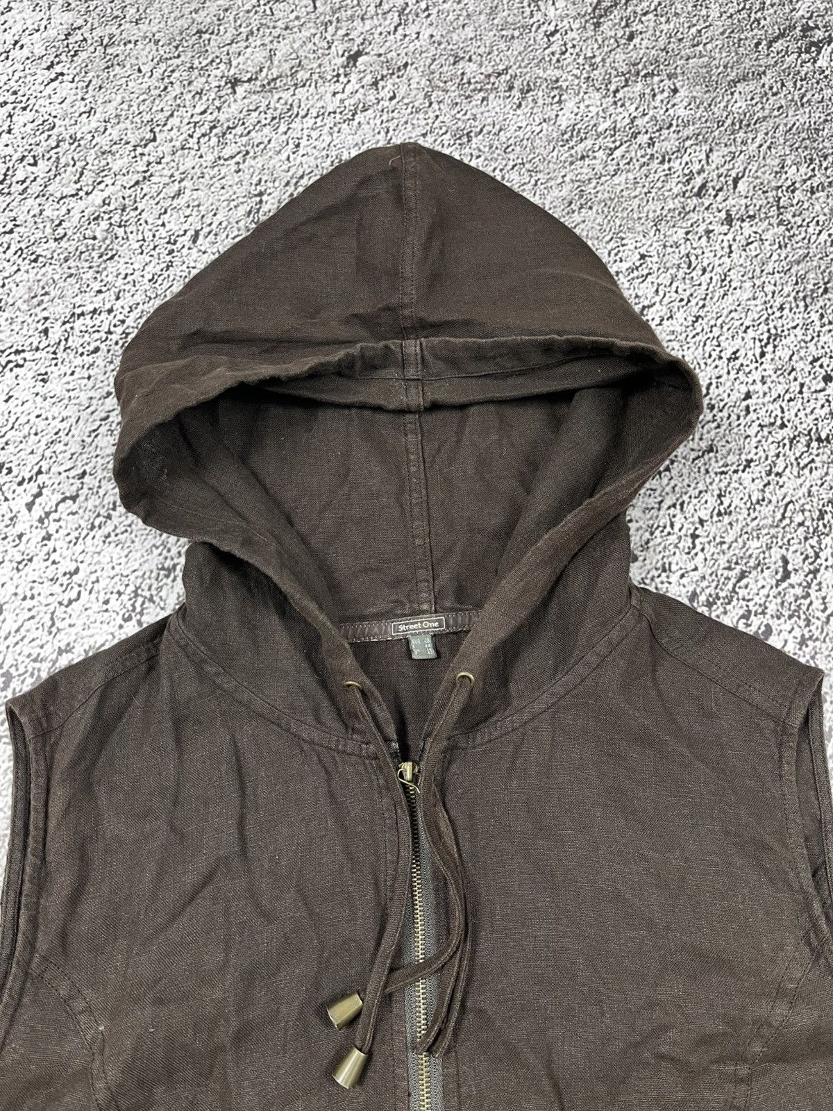 Vintage Vintage Y2K Linen hooded zip up vest Yohji style avantgarde Size L / US 10 / IT 46 - 5 Thumbnail