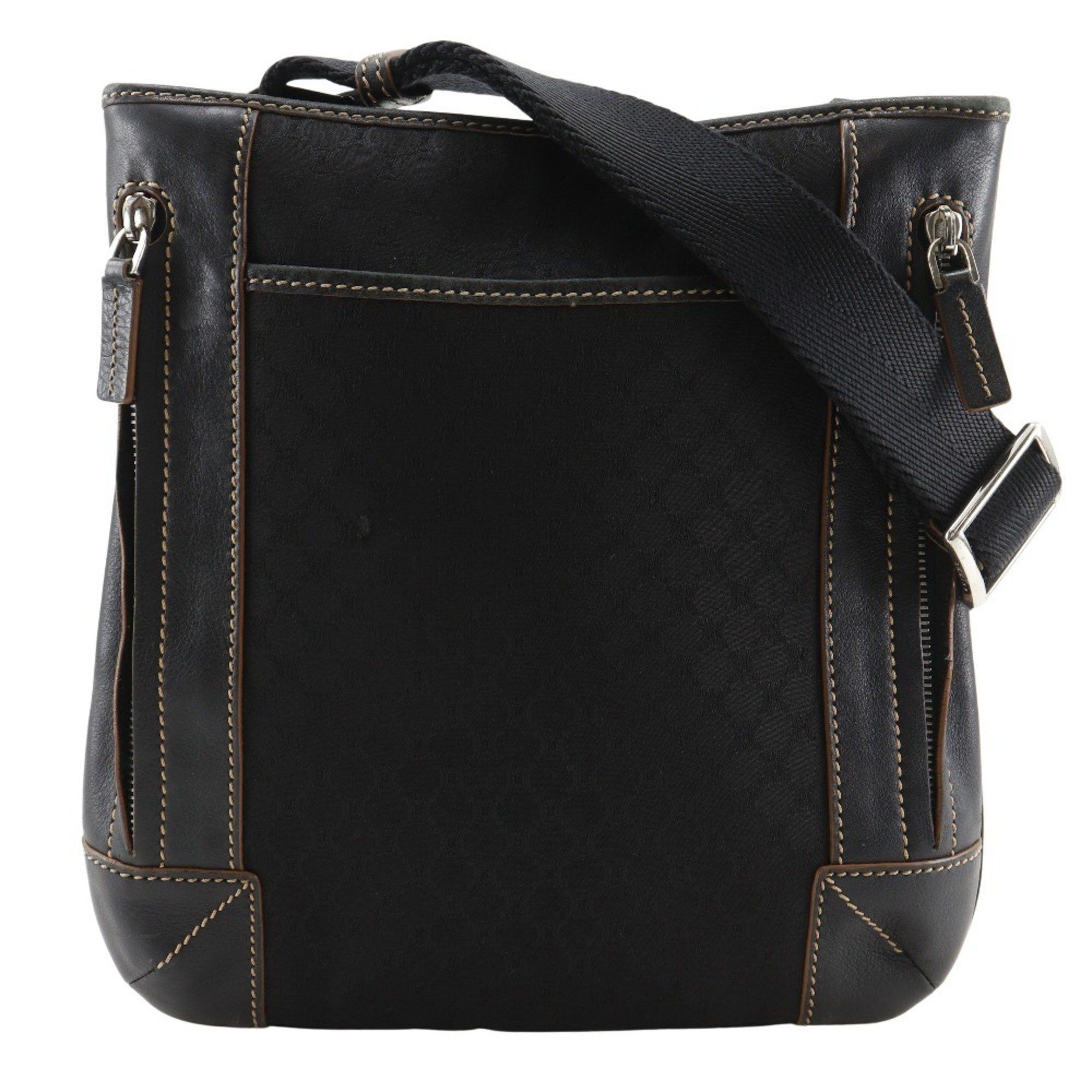 Celine Celine Macadam Shoulder Bag 157112JBU, Nylon Canvas and Leather, Black, A5 Size, Zipper, Unisex Size ONE SIZE - 1 Thumbnail