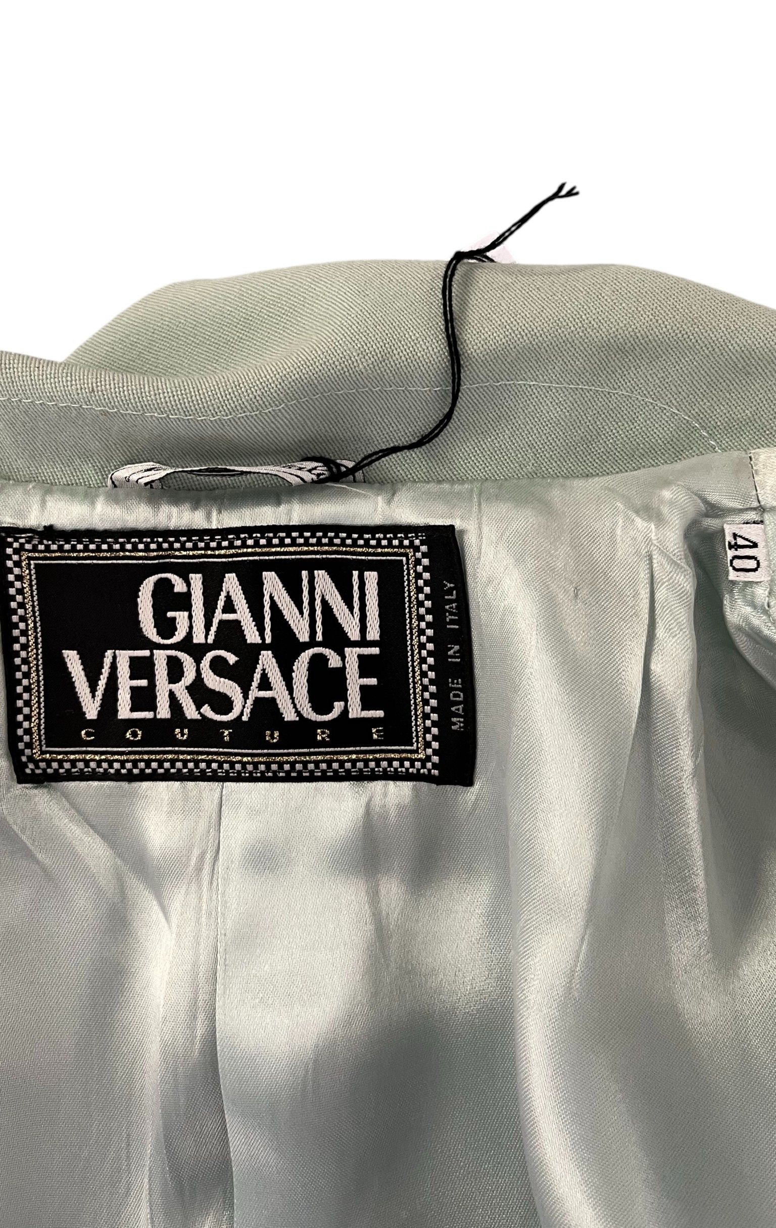 Versace by Gianni 1990's Cropped Aqua Green Blazer Size S / US 4 / IT 40 - 11 Thumbnail