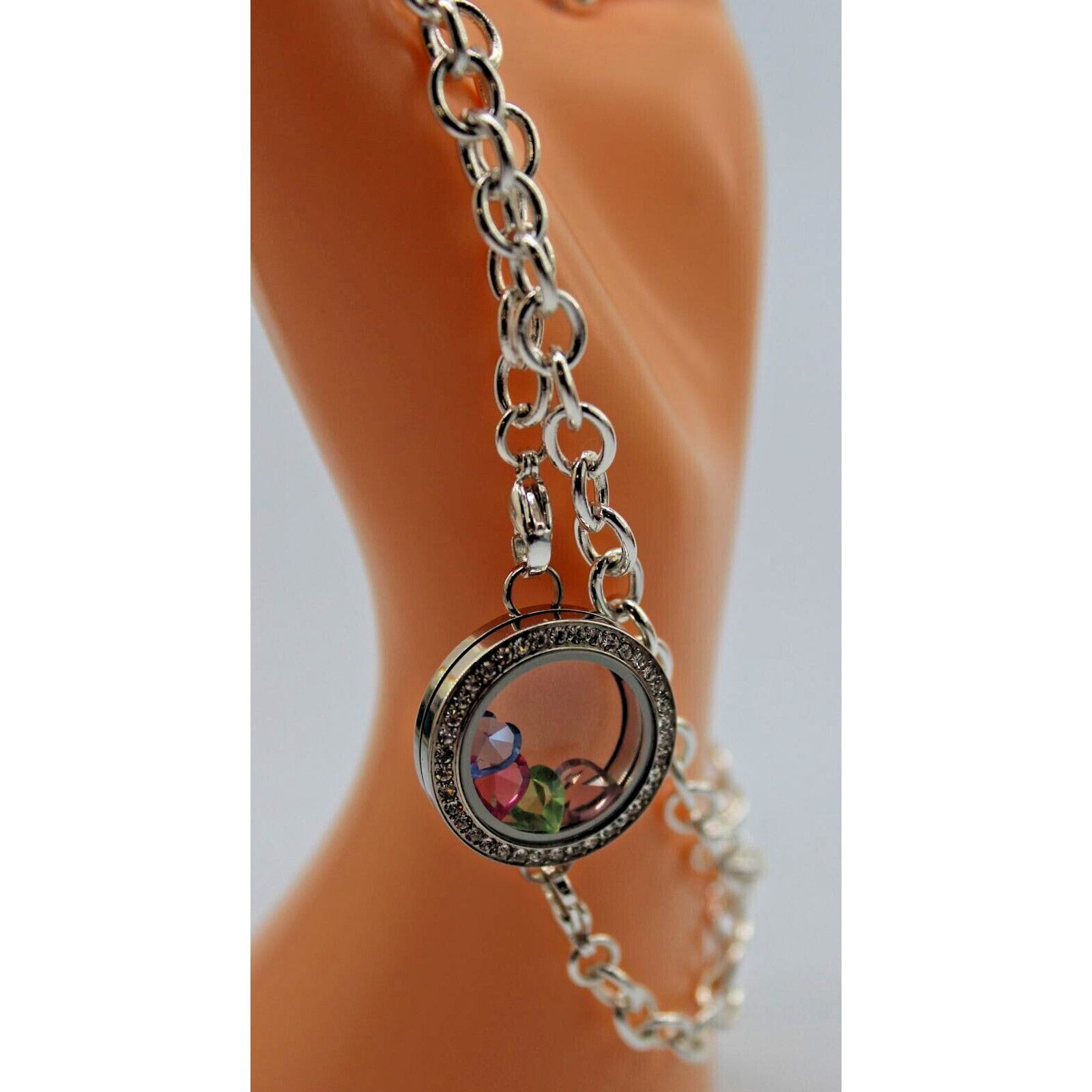 Other Origami Owl Pendant Double Rhinestone Stainless Steel Size ONE SIZE - 3 Thumbnail