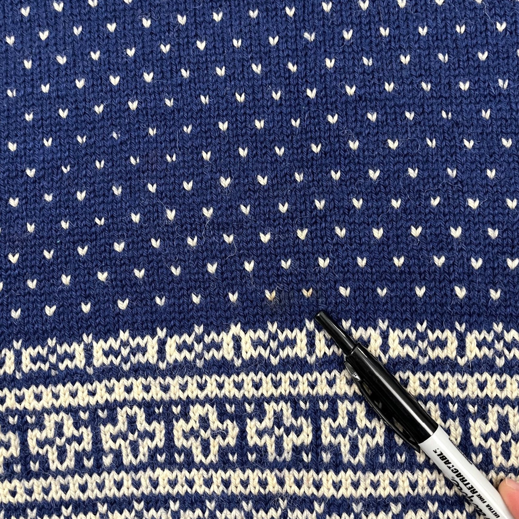 Vintage VINTAGE Nordic Fair Isle Wool Sweater Womens L Blue Ivory Knit Crew Pullover 90s Size L / US 10 / IT 46 - 6 Thumbnail