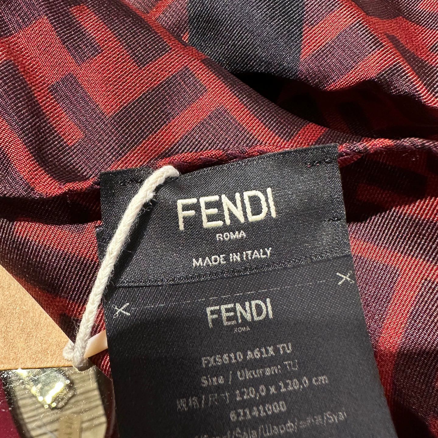 Fendi Fendi All-Over FF Logo Print Silk Scarf 120x120cm Size ONE SIZE - 4 Thumbnail