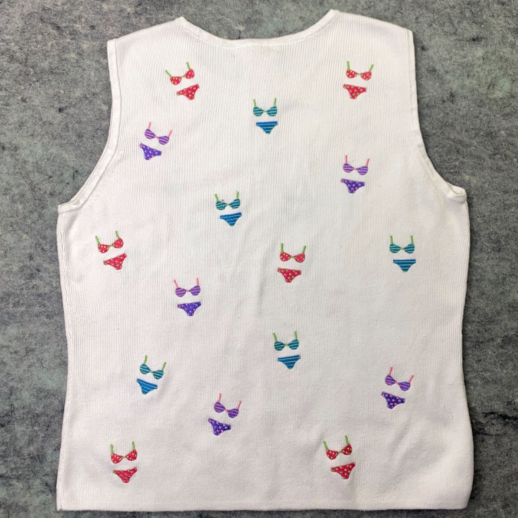 Vintage VINTAGE Alexandra Womens Tank Top M White Cotton Embroidery Beach Summer Clothing Size M / US 6-8 / IT 42-44 - 6 Thumbnail