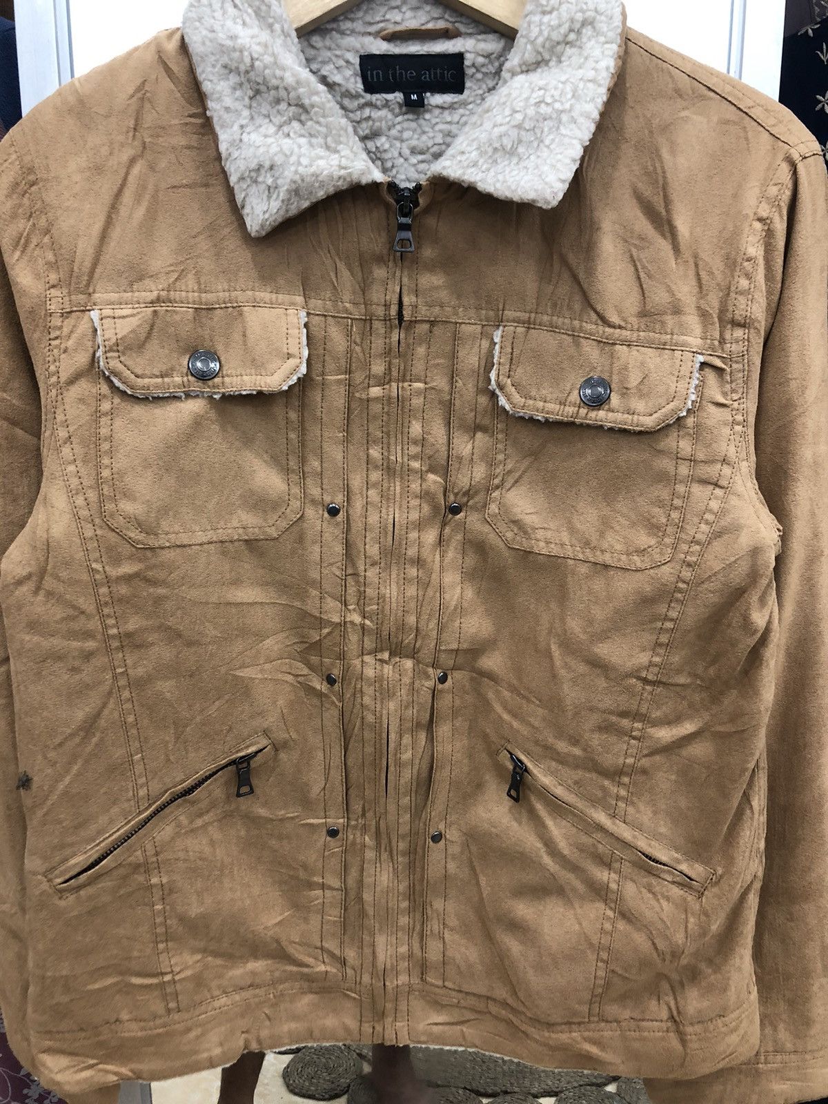In The Attic In The Attic Suede Sherpa Biker Jacket Size US M / EU 48-50 / 2 - 2 Thumbnail