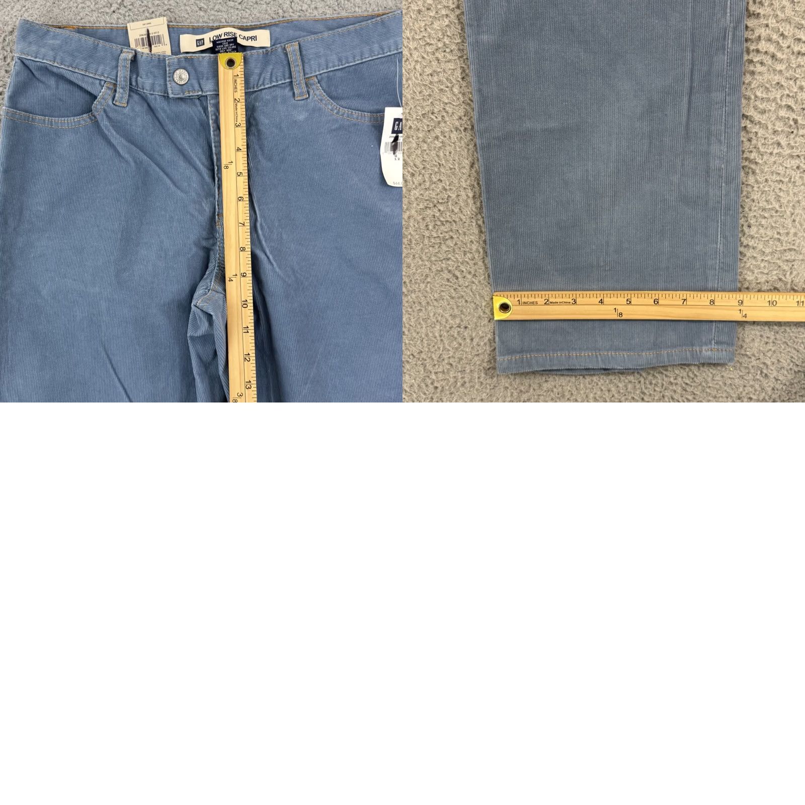 Gap VINTAGE Gap Pants Womens 12 Blue Corduroy Low Rise Capri Straight Slim Y2K NWT Size 34" / US 12 / IT 48 - 9 Thumbnail