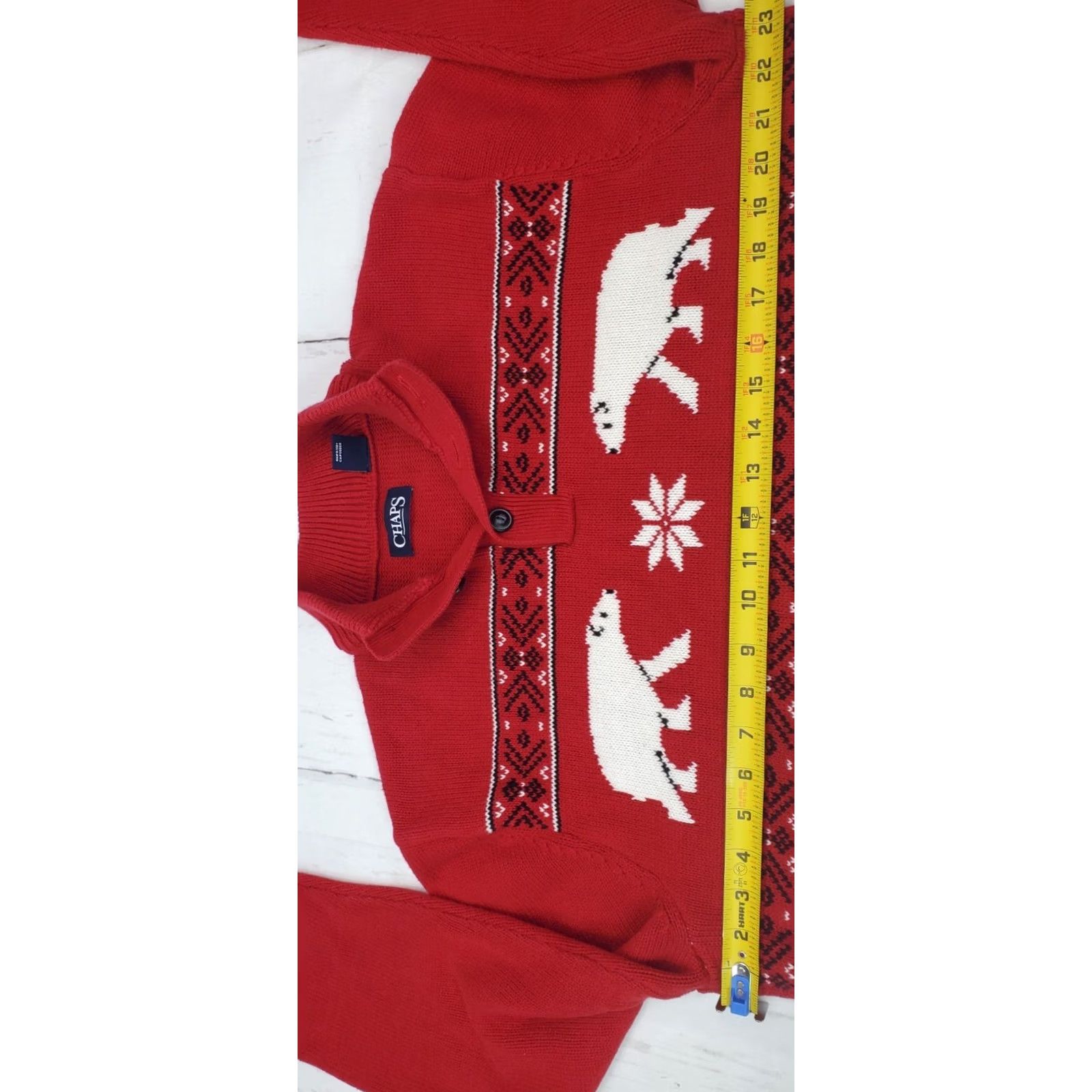 Chaps CHAPS Men’s Button Christmas Sweater L Red Thick Knit Cotton Polar Bear Christmas Sweater Mens Large Red Polar Bear Knit Pullover Size US L / EU 52-54 / 3 - 5 Thumbnail