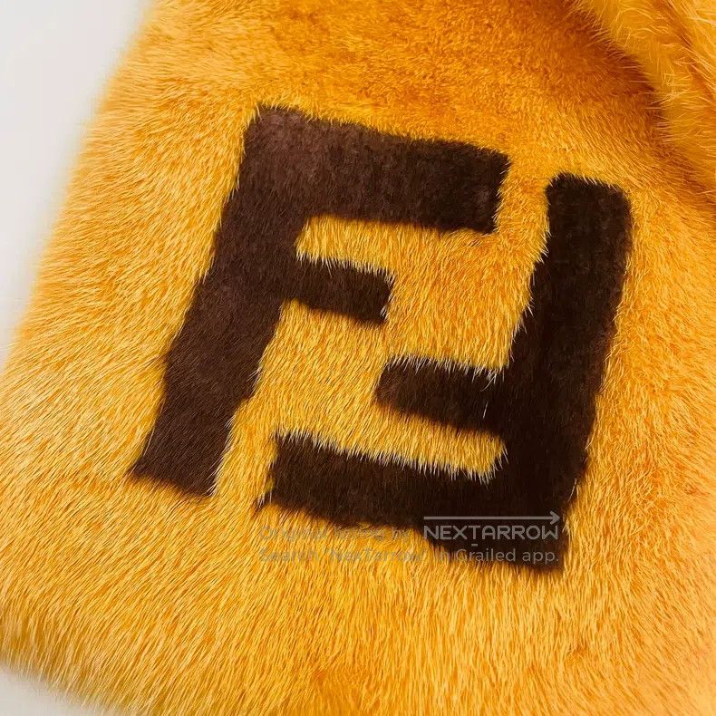 Fendi Fendi size 128x17.5cm FF Letter Mink Fur Scarf, Orange Yell Size ONE SIZE - 2 Thumbnail