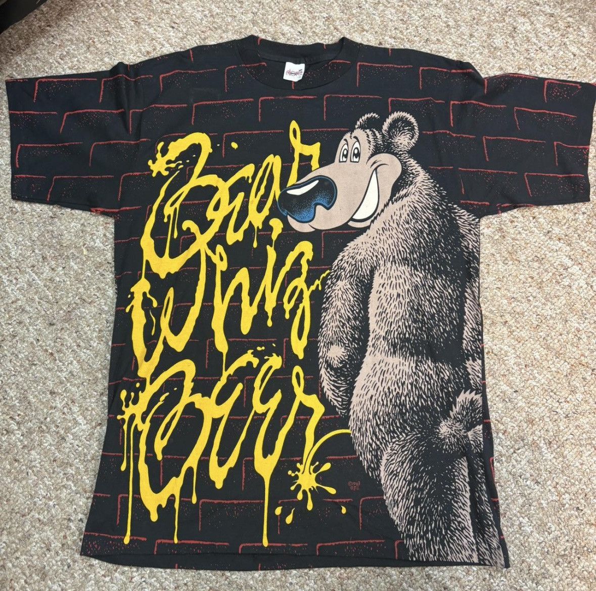 Vintage Vintage 1993 Alore “Bear Beer” Graffiti Bear Drip Tee XL AOP Size US XL / EU 56 / 4 - 1 Thumbnail