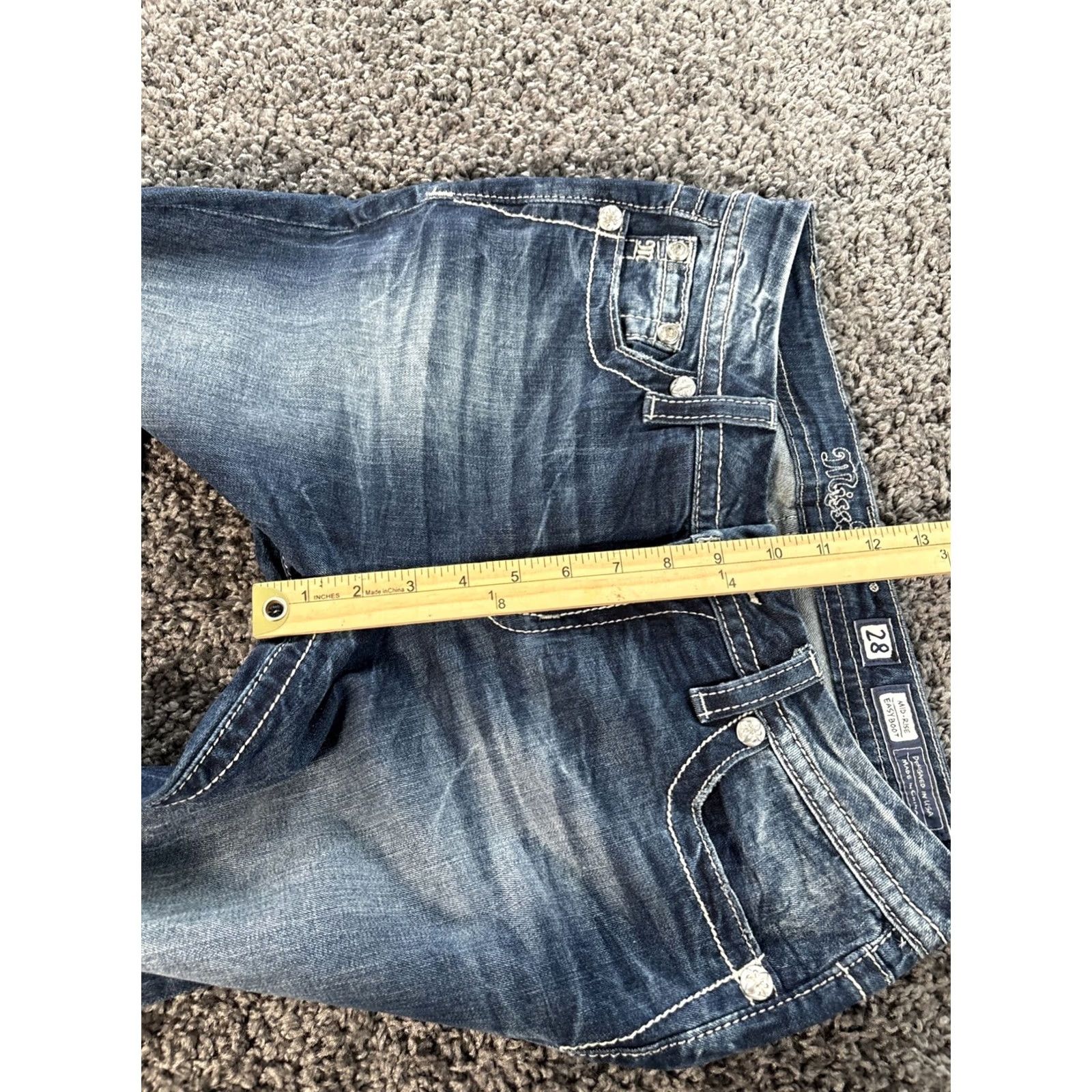 Miss Me Miss Me Jeans Bootcut Dark Wash 28 Miss Me Easy Women’s Denim Beaded Rhinestone Low Rise 27 In Inseam Womens Size 28" / US 6 / IT 42 - 5 Thumbnail