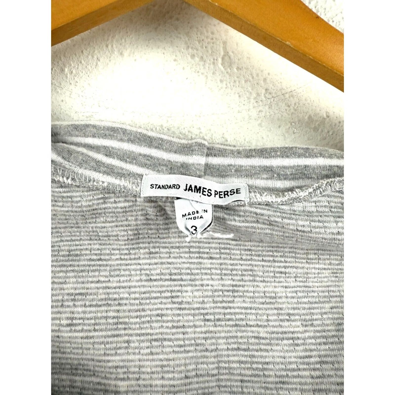 James Perse James Perse Standard Sweatshirt Hoodie Womens 3L Striped Pouch Pocket Pullover Knit Cotton Gray 3 26" Sleeve 25.5" Length Mens Womens Girls Boys Size XS / US 0-2 / IT 36-38 - 7 Thumbnail