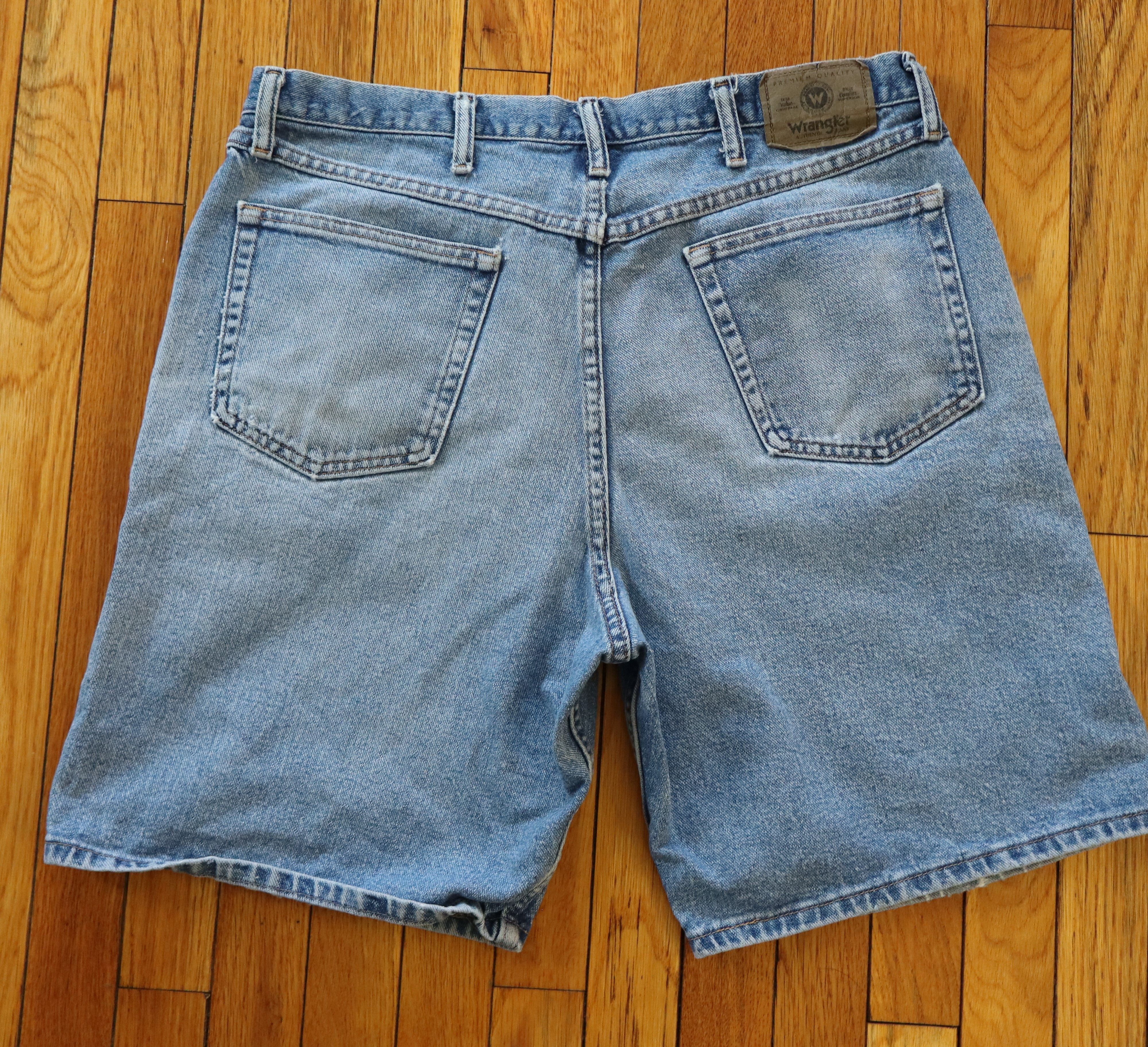 Carhartt × Levi's × Wrangler Vtg 90s Y2K Wide Leg Distressed Skater Denim Shorts Jorts Size US 36 / EU 52 - 5 Thumbnail