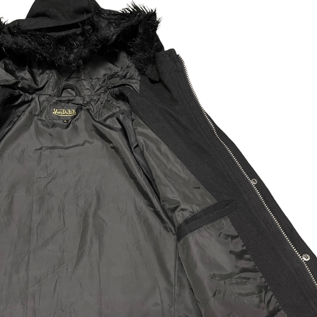 Von Dutch Vintage Von Dutch Fur Hooded Coat Jacket Size US XL / EU 56 / 4 - 8 Thumbnail