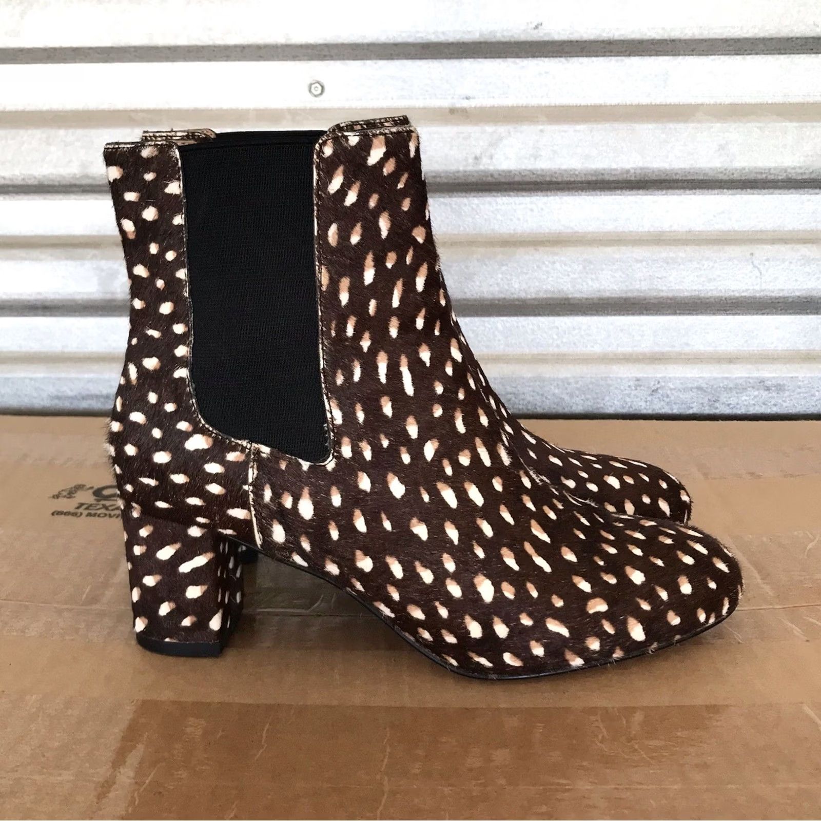 J.Crew J.CREW Women Brown Leather Calf Hair Fur Spotted Pull-On Chelsea Ankle Boots 6.5 Size US 7 / IT 37 - 2 Thumbnail