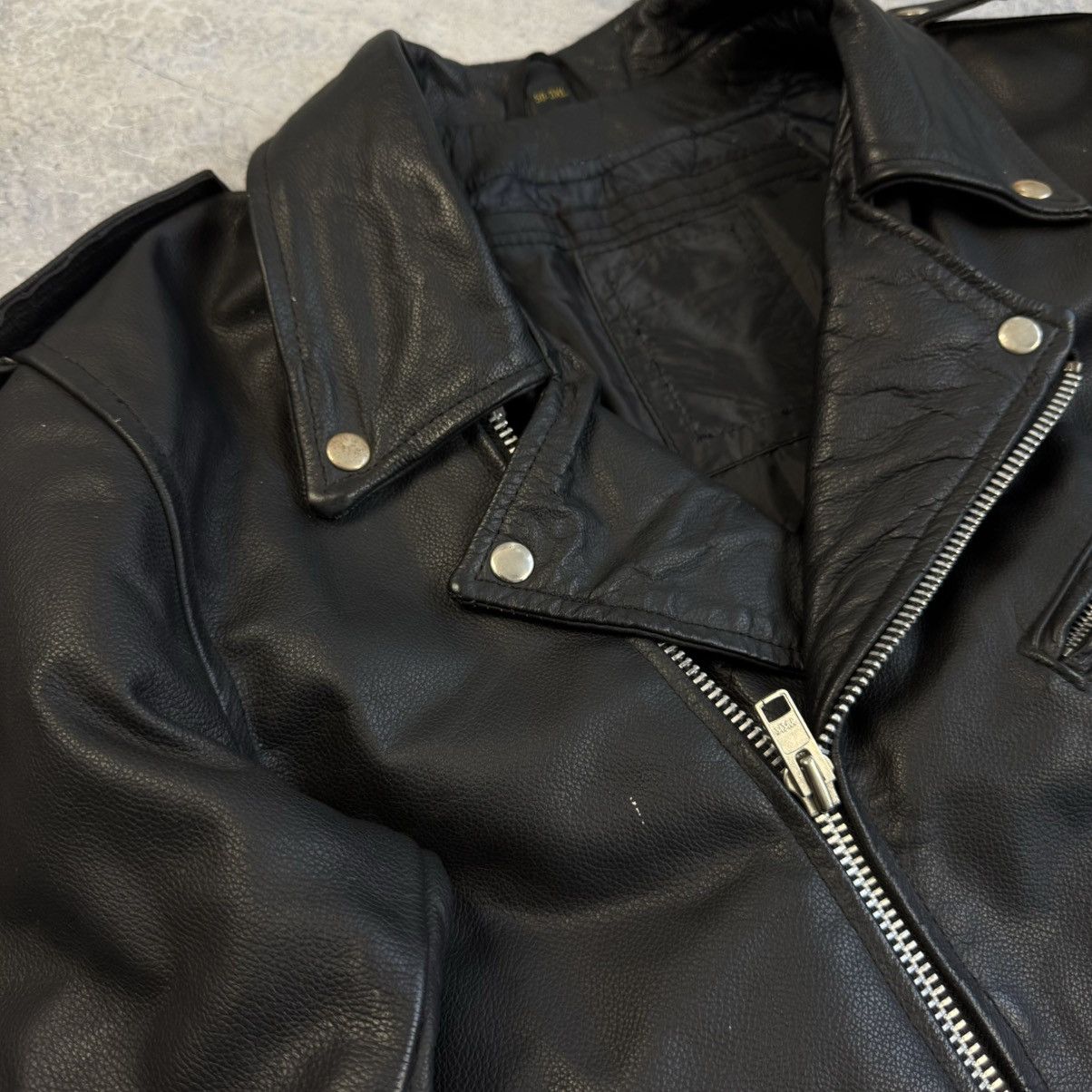 Vintage VINTAGE 90’s BLACK MOTORCYCLE LEATHER BIKER JACKET Size US L / EU 52-54 / 3 - 6 Thumbnail