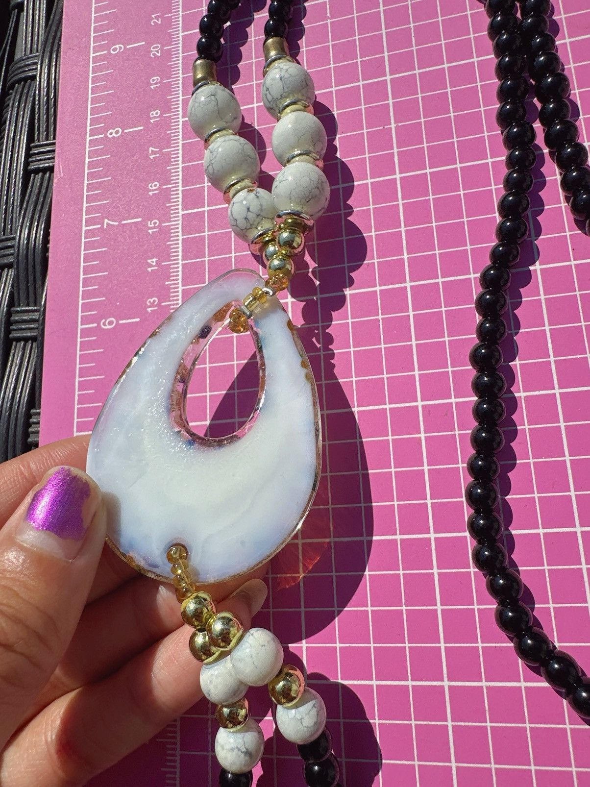 Designer ANN TAYLOR white teardrop pendant sparking long necklace Size ONE SIZE - 6 Thumbnail